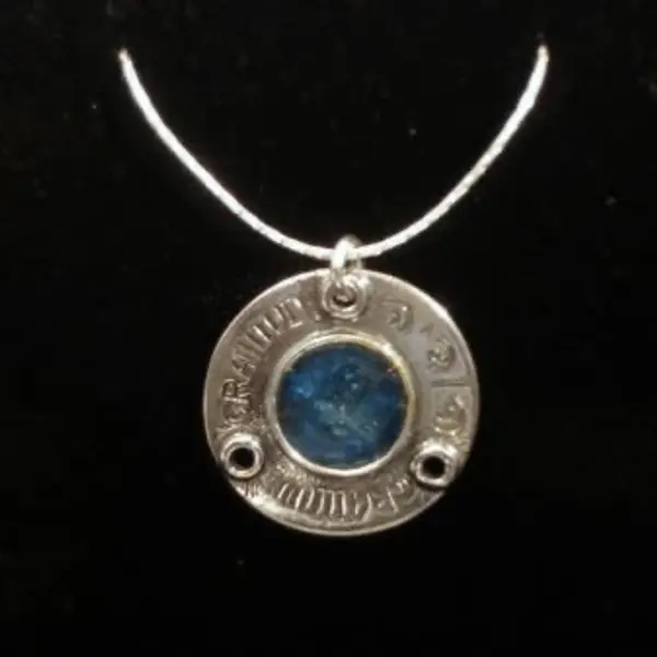 Gratitude Coin made ofbeautiful Roman Glass and sterling silver: meaning of this coin is the philosophy of positive energy & being grateful